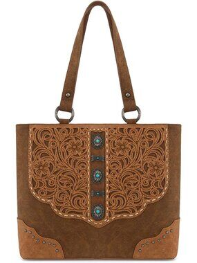 Western Tote Bag for Women Embroidered Shoulder Bag Tooled Purse